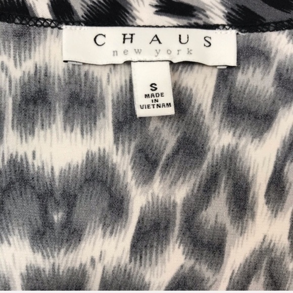 CHAUS NY Stretch Leopard Print Asymmetrical Top Sm - Picture 7 of 8
